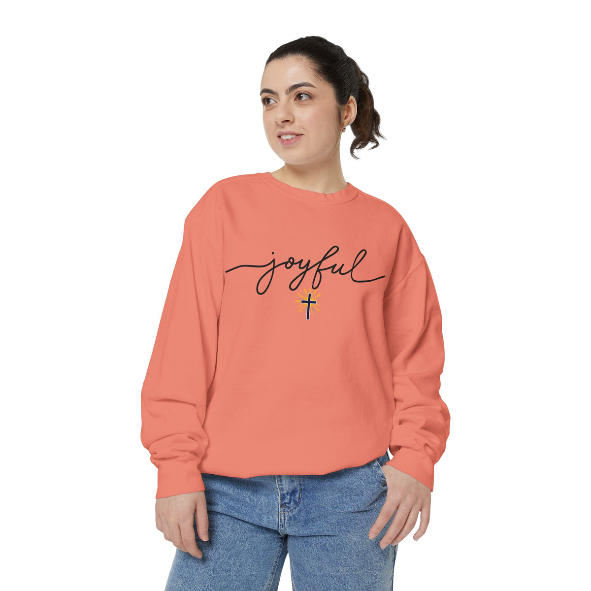 Joyful Cross sweatshirt — Scripture-Inspired Christian Graphic sweatshirt