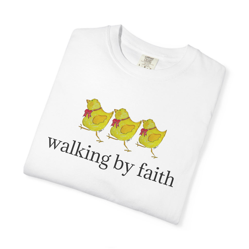 Faith Chickens T-Shirt — "walking by faith" Christian Graphic Tee