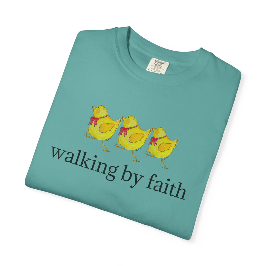 Faith Chickens T-Shirt — "walking by faith" Christian Graphic Tee