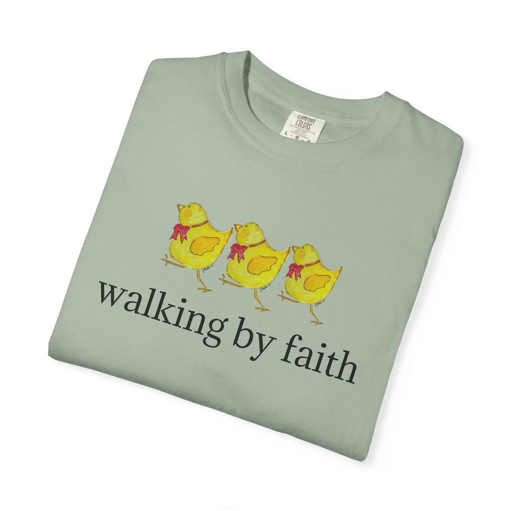 Faith Chickens T-Shirt — "walking by faith" Christian Graphic Tee