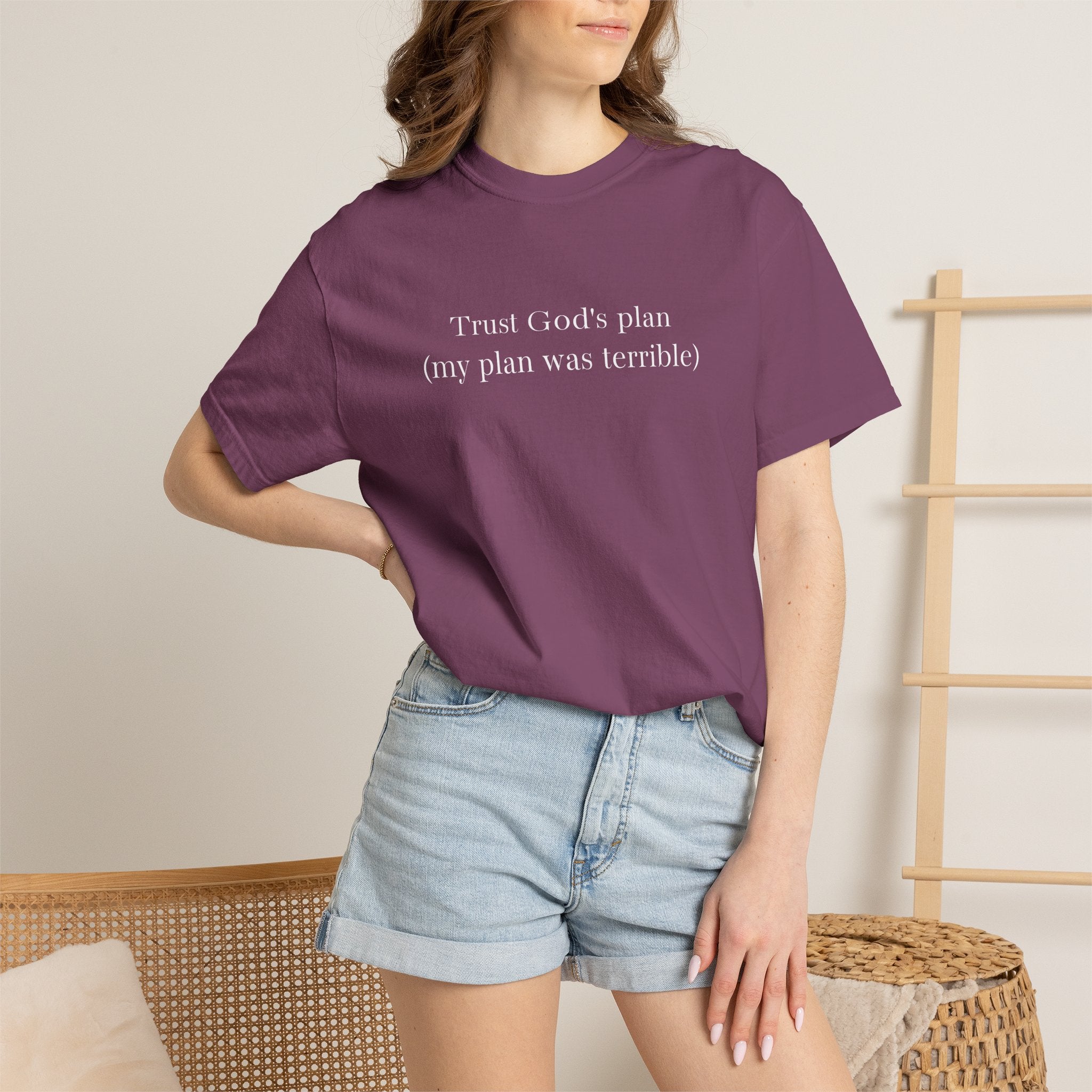 Trust God's Plan T-Shirt — "Trust God's Plan (my plan was terrible)" Minimal Christian Tee