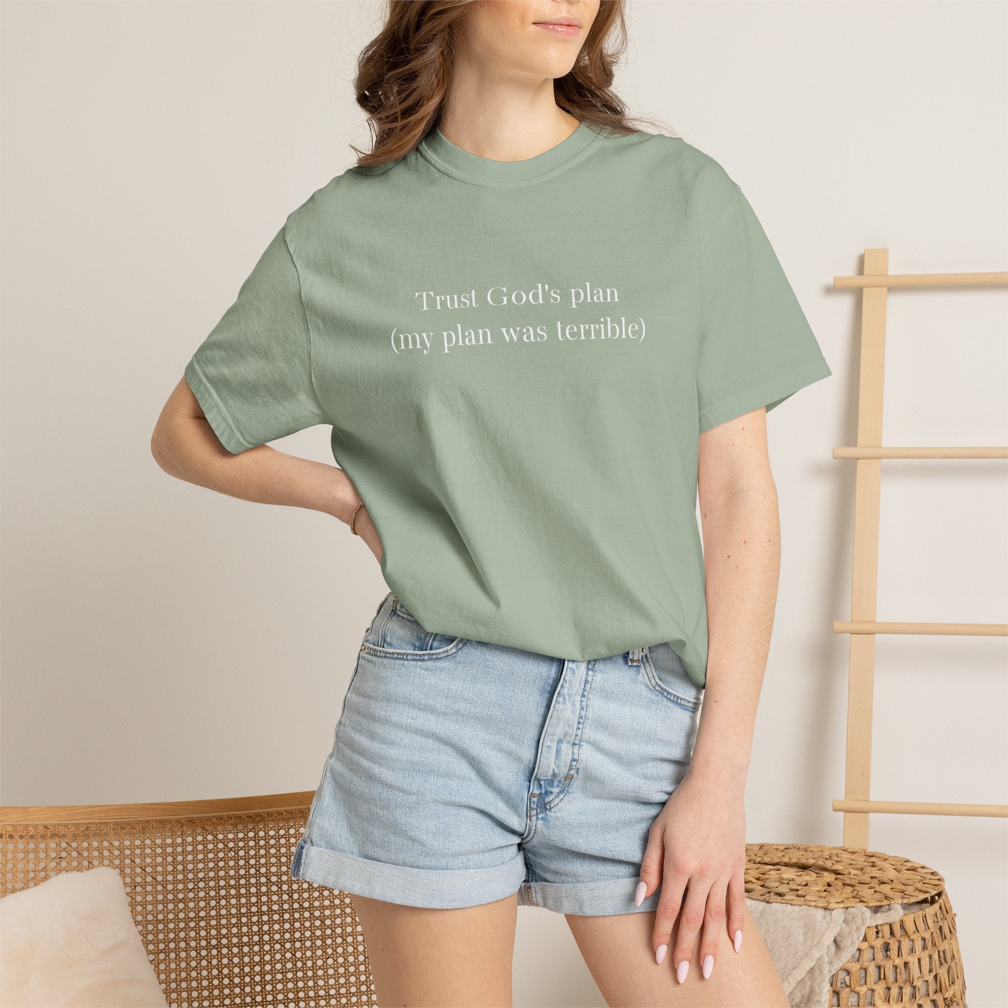 Trust God's Plan T-Shirt — "Trust God's Plan (my plan was terrible)" Minimal Christian Tee