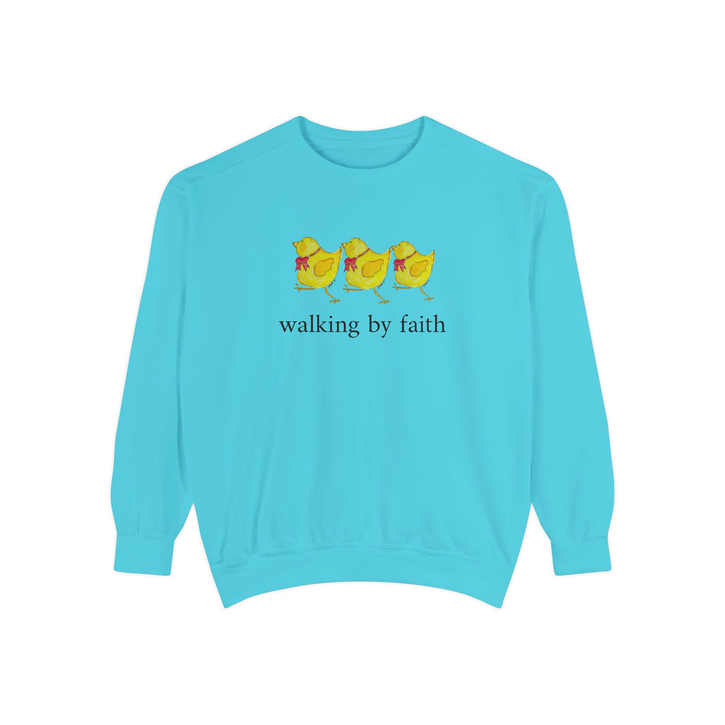 Walking by Faith T-Shirt - Funny Christian Chicken Sweatshirt- whimsical Faith apparel