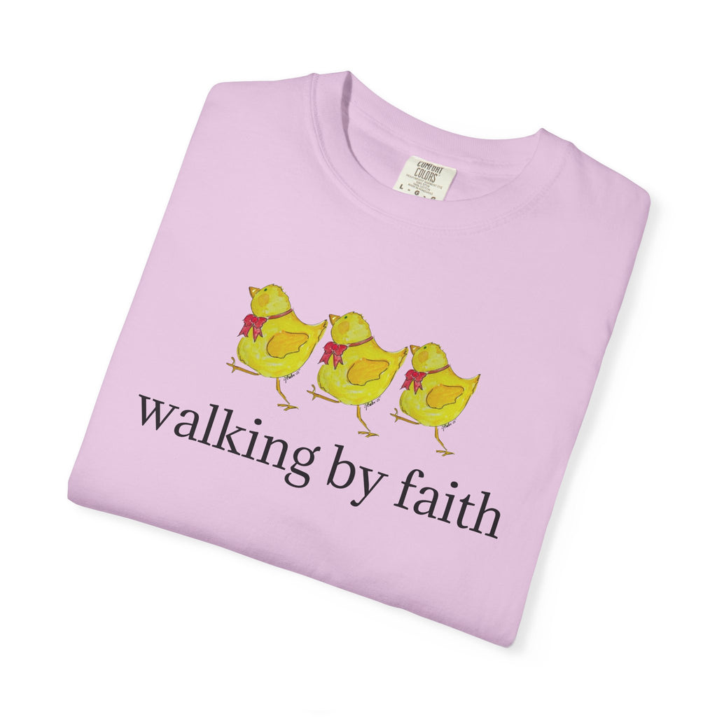 Faith Chickens T-Shirt — "walking by faith" Christian Graphic Tee