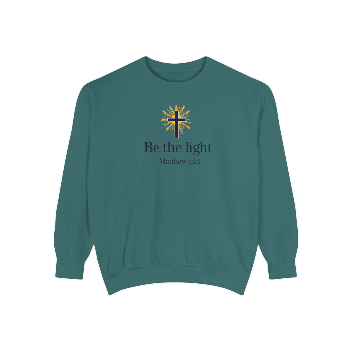 Be the Light Sweatshirt — Christian Cross Inspirational Crewneck