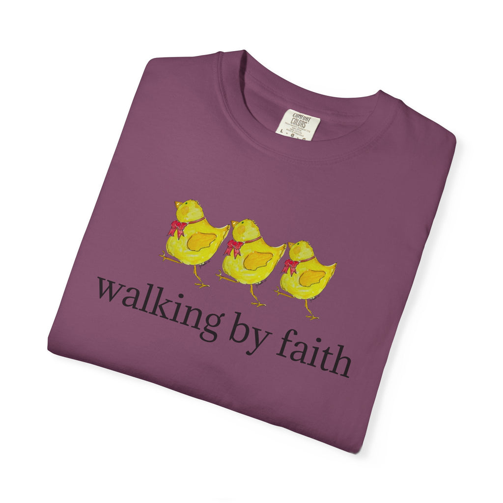 Faith Chickens T-Shirt — "walking by faith" Christian Graphic Tee