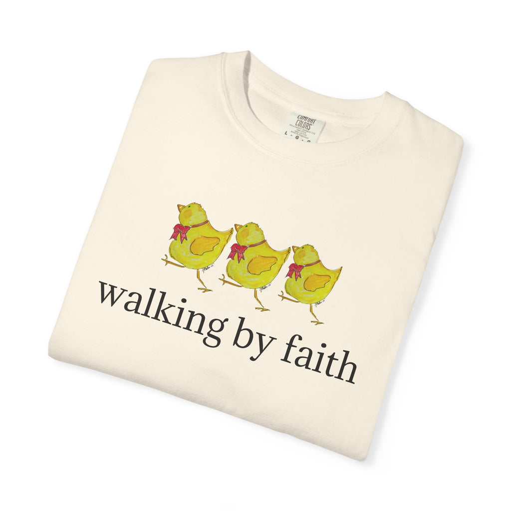 Faith Chickens T-Shirt — "walking by faith" Christian Graphic Tee