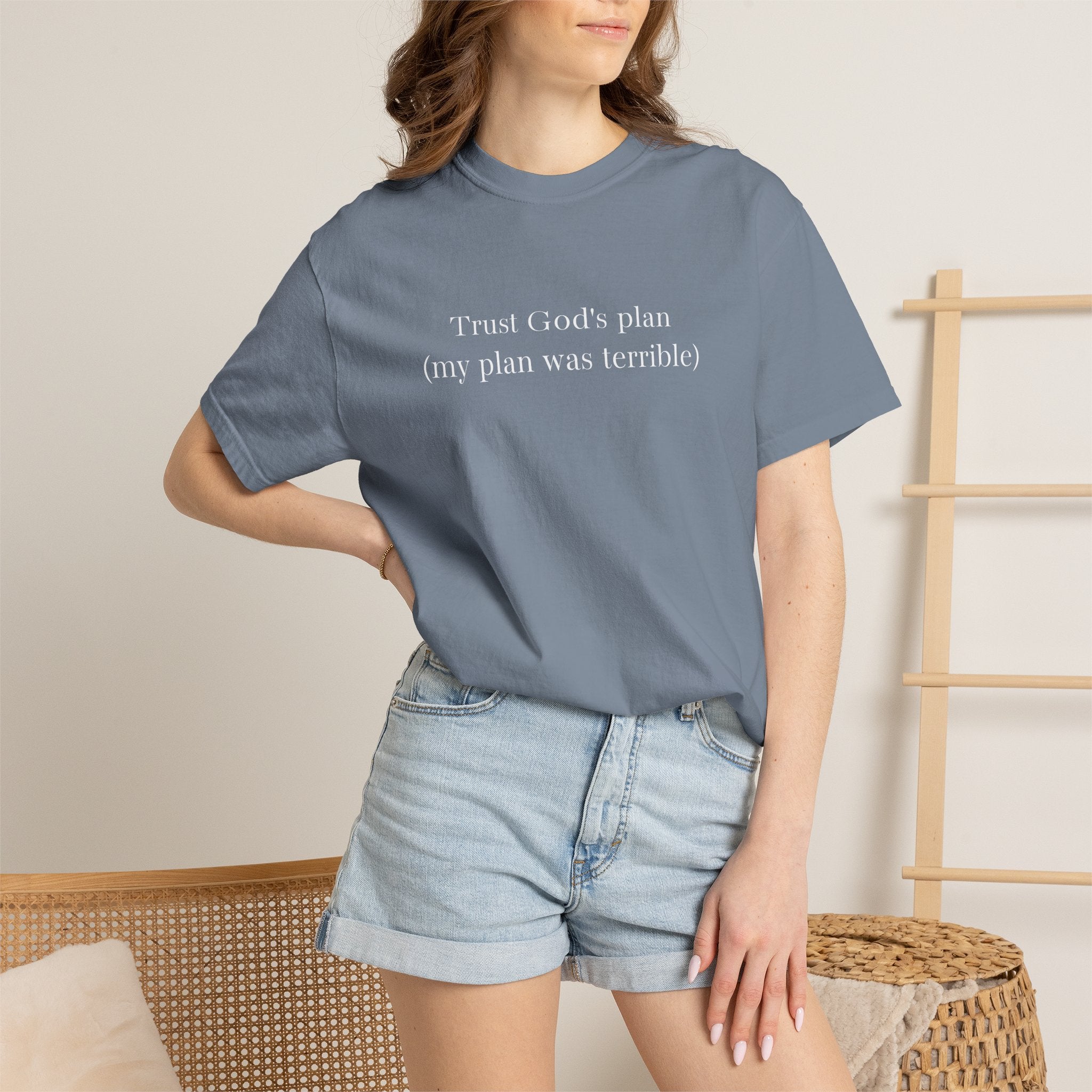 Trust God's Plan T-Shirt — "Trust God's Plan (my plan was terrible)" Minimal Christian Tee