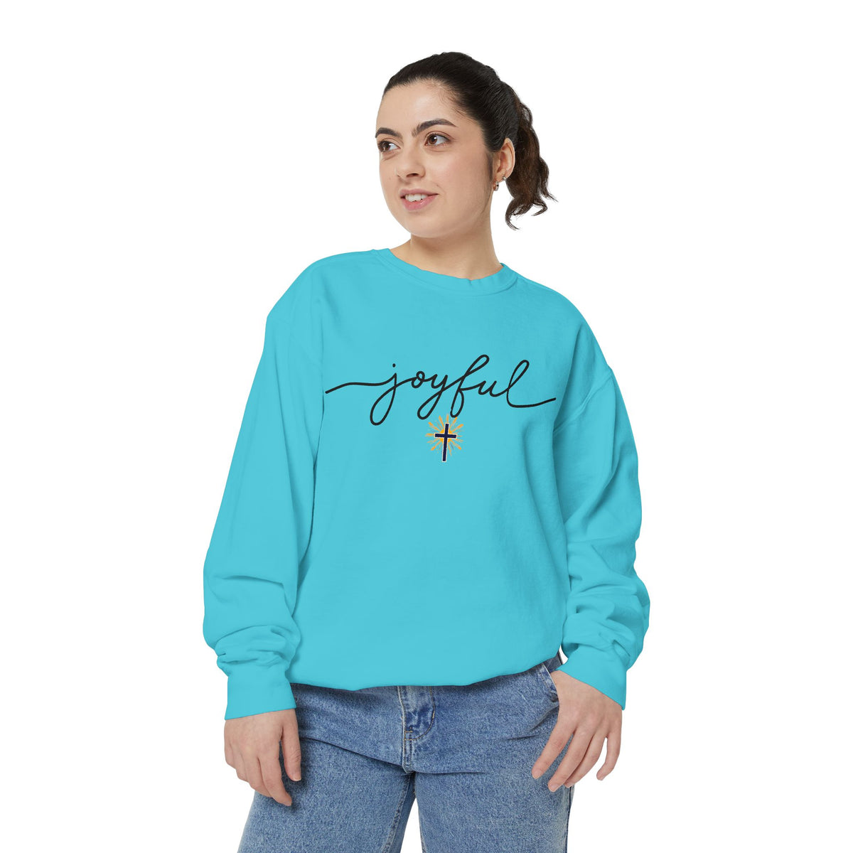 Joyful Cross sweatshirt — Scripture-Inspired Christian Graphic sweatshirt