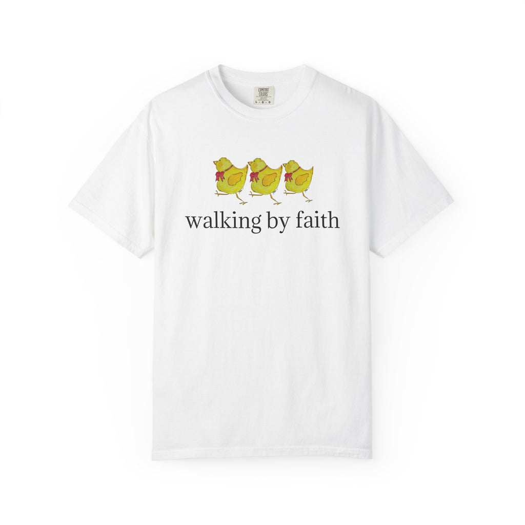 Faith Chickens T-Shirt — "walking by faith" Christian Graphic Tee