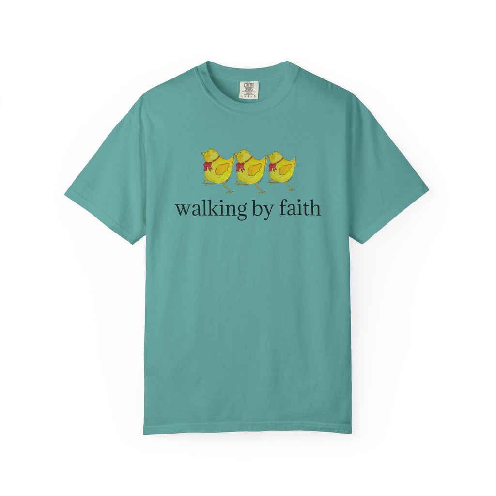 Faith Chickens T-Shirt — "walking by faith" Christian Graphic Tee