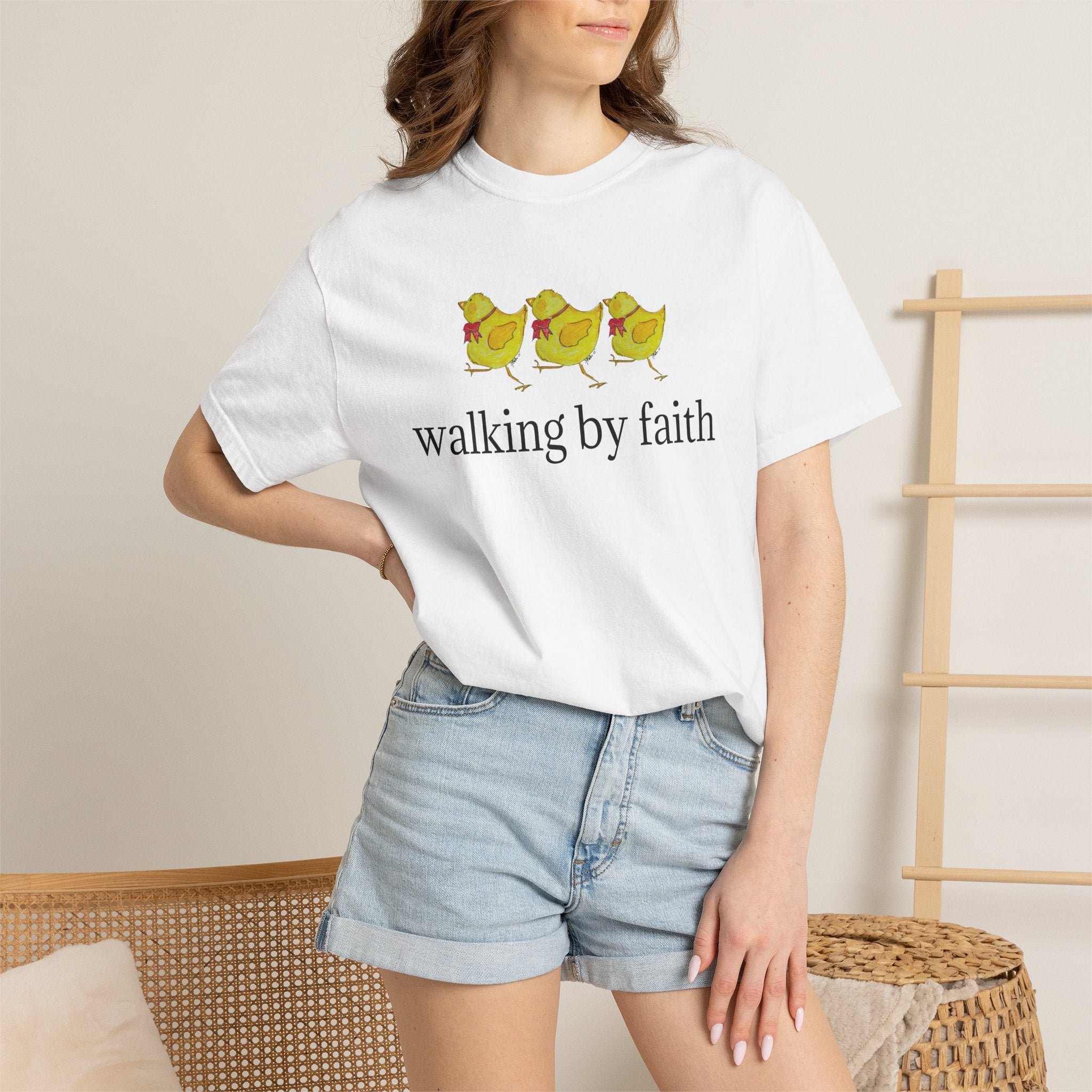Faith Chickens T-Shirt — "walking by faith" Christian Graphic Tee