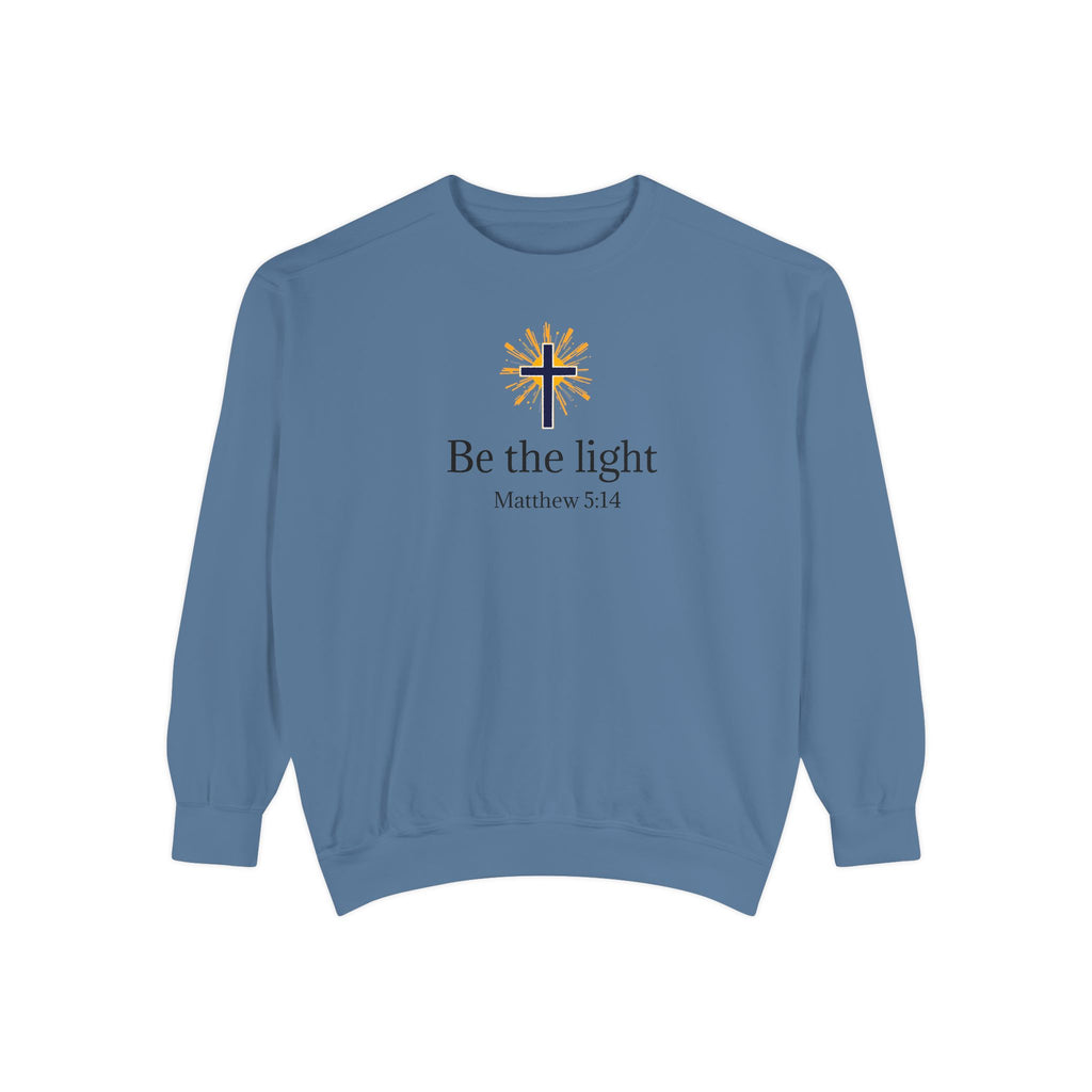 Be the Light Sweatshirt — Christian Cross Inspirational Crewneck