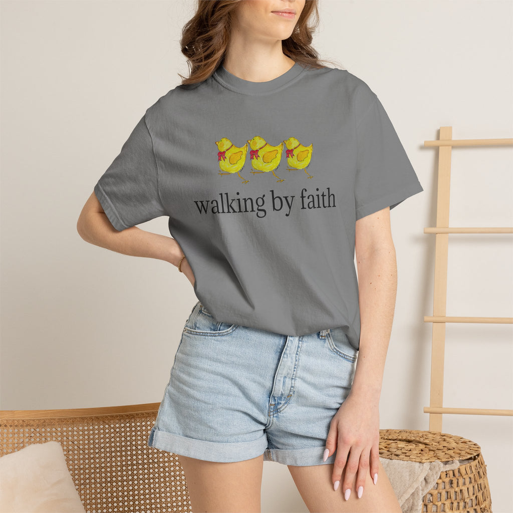 Faith Chickens T-Shirt — "walking by faith" Christian Graphic Tee