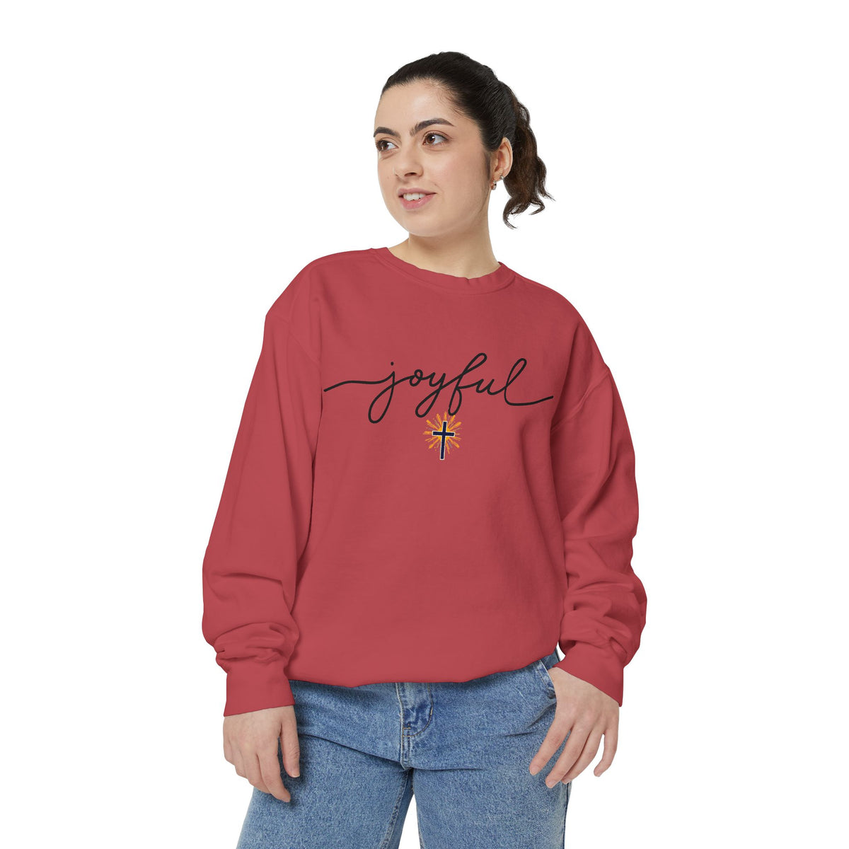 Joyful Cross sweatshirt — Scripture-Inspired Christian Graphic sweatshirt