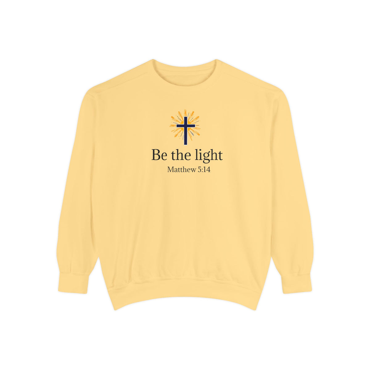 Be the Light Sweatshirt — Christian Cross Inspirational Crewneck