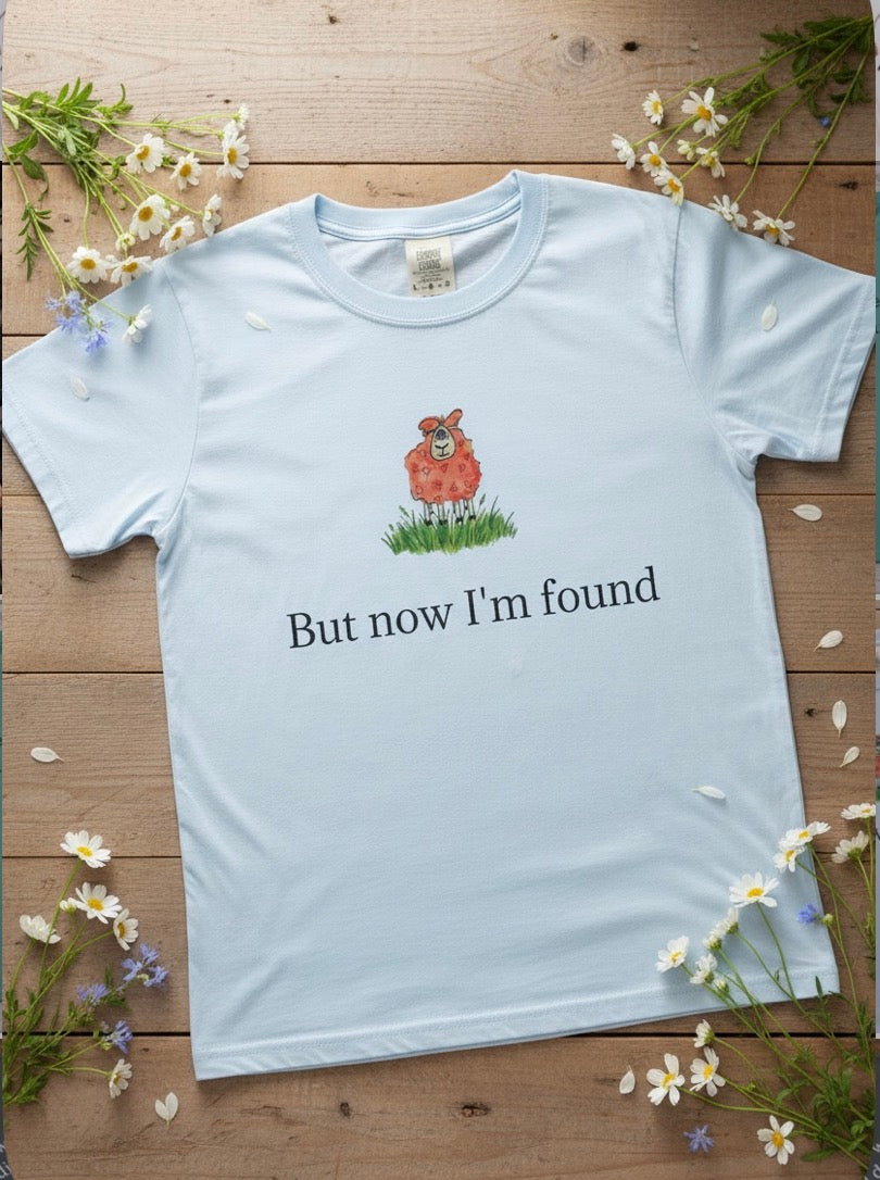 But Now I'm Found T-Shirt | Lost Sheep Christian Shirt | Faith-Inspired Women's apparel