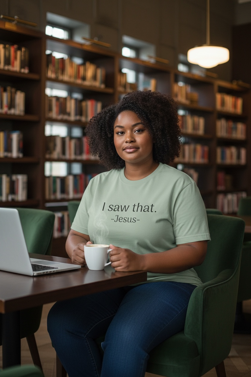 T-Shirt — "I Saw That. -Jesus-" Minimalist Christian Tee