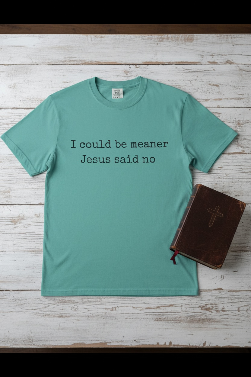 I Could Be Meaner — "Jesus Said No" Garment-Dyed T-Shirt