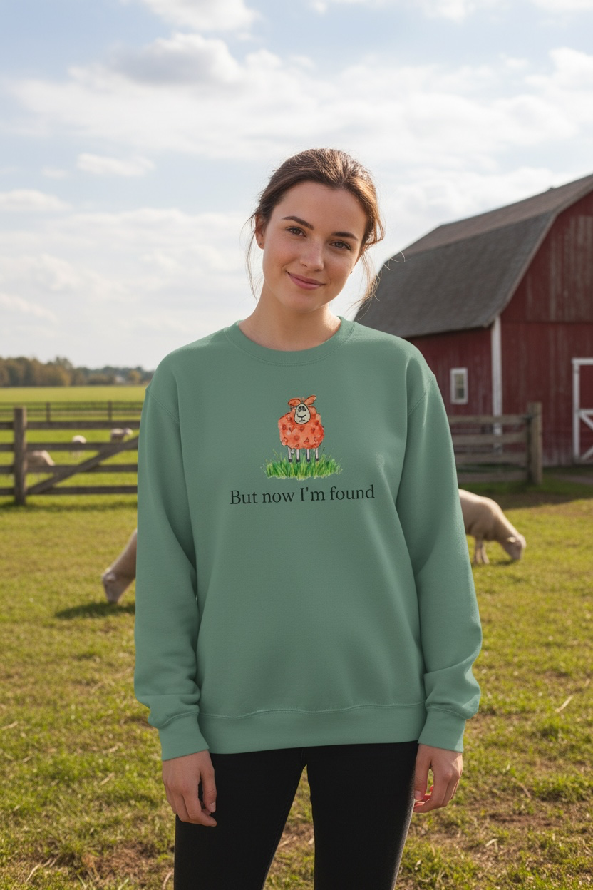 But Now I'm Found T-Shirt | Lost Sheep Christian Sweatshirt | Faith-Inspired Women's
