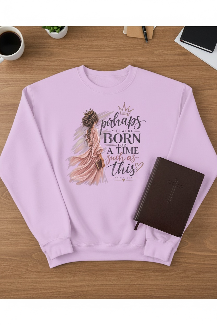 Perhaps You Were Born for a Time Such as This — Esther 4:14 Christian Sweatshirt